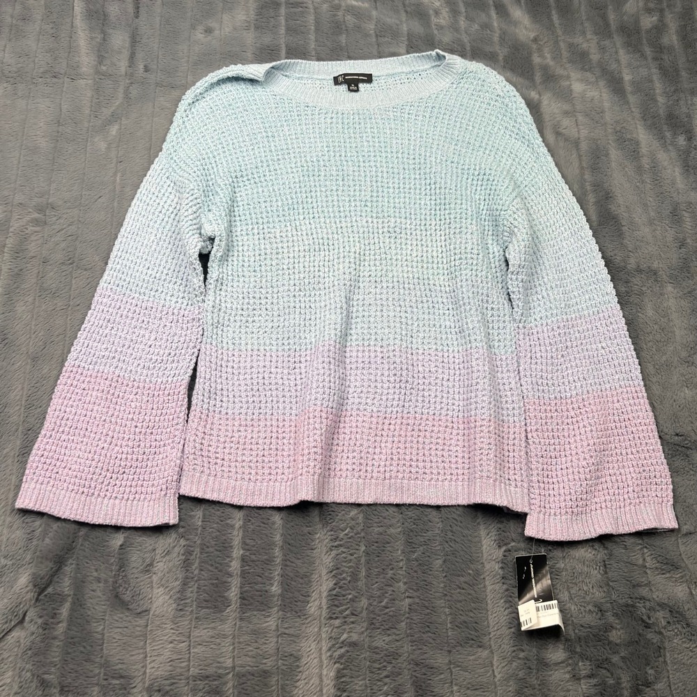 INC International Concepts Womens XL Dip-Dye Knit Sweater Blue Seashell